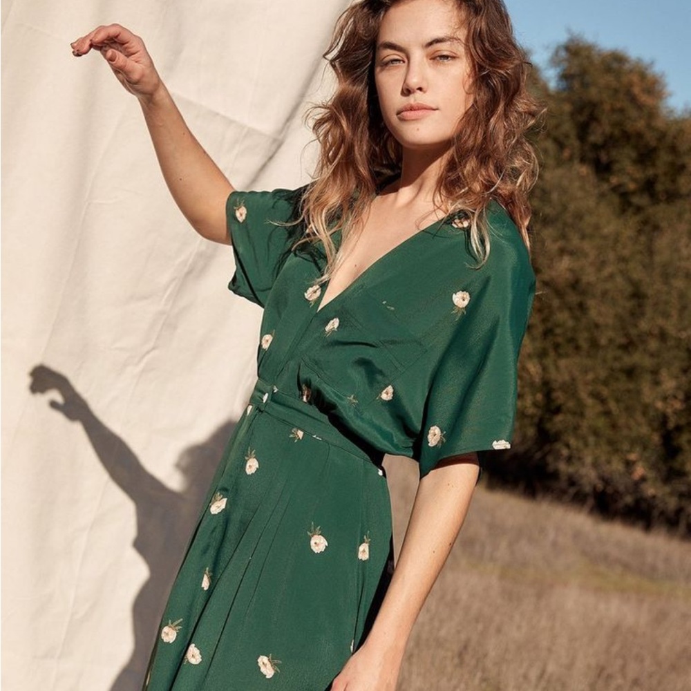 Christy Dawn Lottie Midi Dress Emerald Green Floral